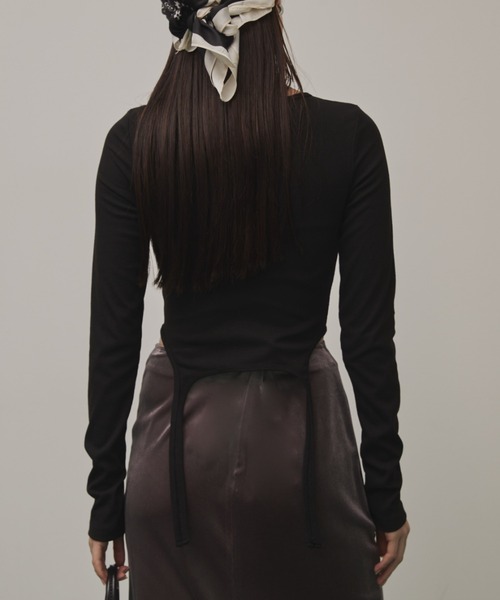 Solace(ソレイス)の「クロスデザインリブトップス(Tシャツ/カットソー・レディース・ブラック/グレー・FREE)」の11枚目の写真