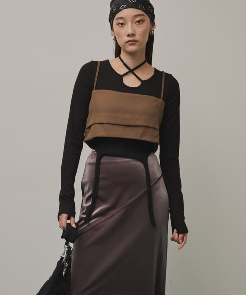 Solace(ソレイス)の「クロスデザインリブトップス(Tシャツ/カットソー・レディース・ブラック/グレー・FREE)」の18枚目の写真