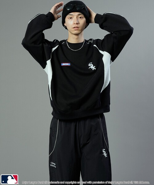 【セール】MLB/メジャーリーグベースボール 別注 MLB パイピングラグランスウェット/裏起毛【限定展開】（スウェット）｜MLB（メジャーリーグベースボール）