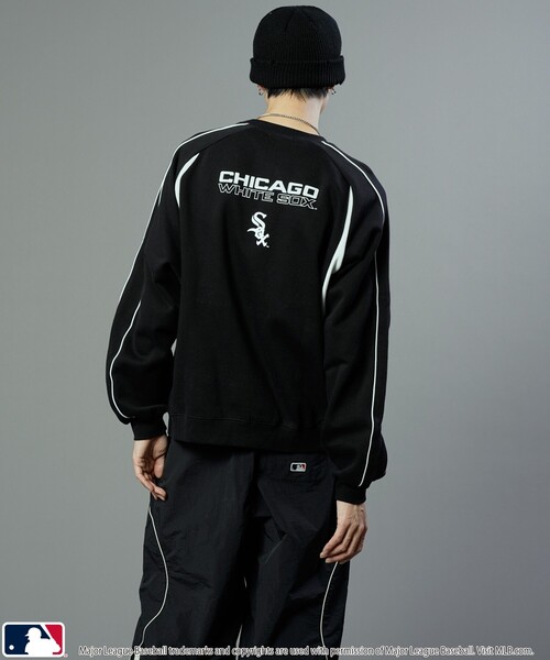 【セール】MLB/メジャーリーグベースボール 別注 MLB パイピングラグランスウェット/裏起毛【限定展開】（スウェット）｜MLB（メジャーリーグベースボール）