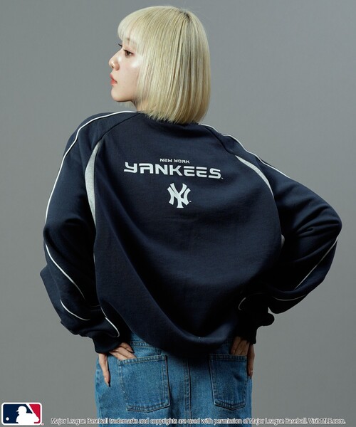 【セール】MLB/メジャーリーグベースボール 別注 MLB パイピングラグランスウェット/裏起毛【限定展開】（スウェット）｜MLB（メジャーリーグベースボール）