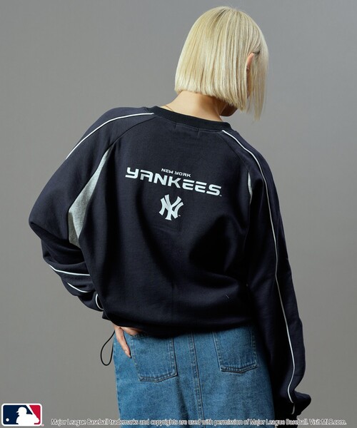 【セール】MLB/メジャーリーグベースボール 別注 MLB パイピングラグランスウェット/裏起毛【限定展開】（スウェット）｜MLB（メジャーリーグベースボール）