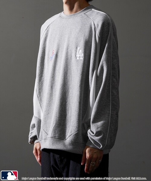 【セール】MLB/メジャーリーグベースボール 別注 MLB パイピングラグランスウェット/裏起毛【限定展開】（スウェット）｜MLB（メジャーリーグベースボール）