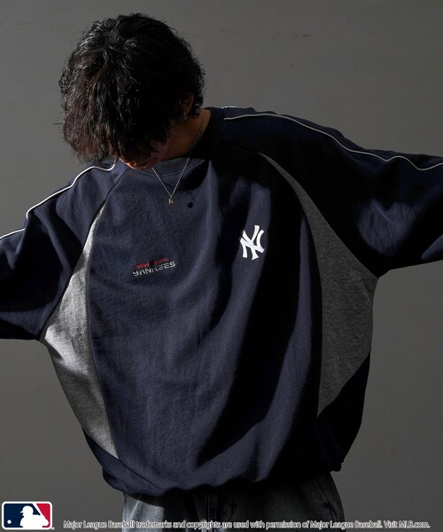 【セール】MLB/メジャーリーグベースボール 別注 MLB パイピングラグランスウェット/裏起毛【限定展開】（スウェット）｜MLB（メジャーリーグベースボール）
