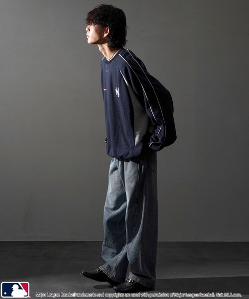 【セール】MLB/メジャーリーグベースボール 別注 MLB パイピングラグランスウェット/裏起毛【限定展開】（スウェット）｜MLB（メジャーリーグベースボール）