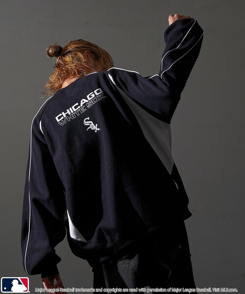 【セール】MLB/メジャーリーグベースボール 別注 MLB パイピングラグランスウェット/裏起毛【限定展開】（スウェット）｜MLB（メジャーリーグベースボール）