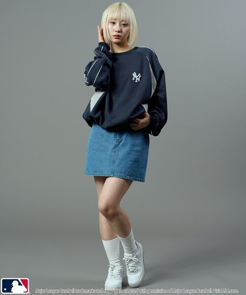 【セール】MLB/メジャーリーグベースボール 別注 MLB パイピングラグランスウェット/裏起毛【限定展開】（スウェット）｜MLB（メジャーリーグベースボール）