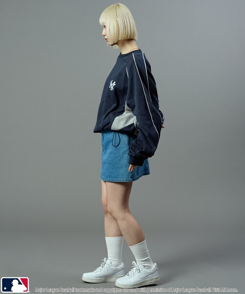 【セール】MLB/メジャーリーグベースボール 別注 MLB パイピングラグランスウェット/裏起毛【限定展開】（スウェット）｜MLB（メジャーリーグベースボール）