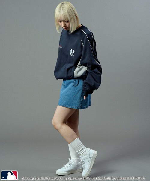 【セール】MLB/メジャーリーグベースボール 別注 MLB パイピングラグランスウェット/裏起毛【限定展開】（スウェット）｜MLB（メジャーリーグベースボール）