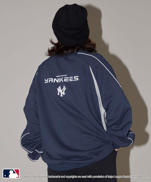 【セール】MLB/メジャーリーグベースボール 別注 MLB パイピングラグランスウェット/裏起毛【限定展開】（スウェット）｜MLB（メジャーリーグベースボール）