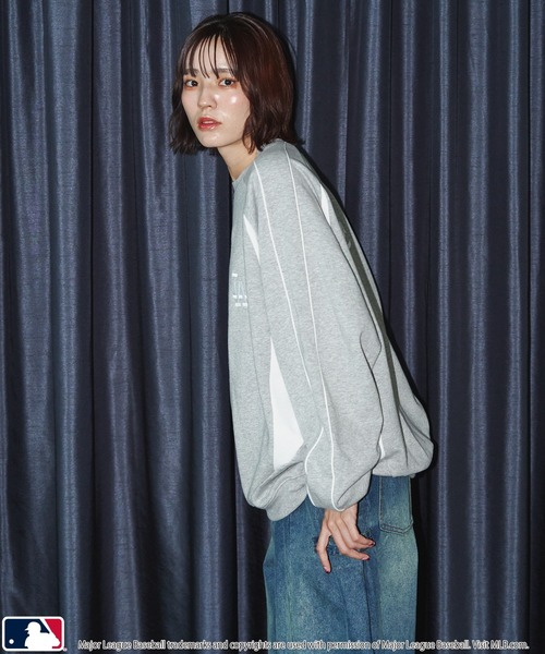 【セール】MLB/メジャーリーグベースボール 別注 MLB パイピングラグランスウェット/裏起毛【限定展開】（スウェット）｜MLB（メジャーリーグベースボール）