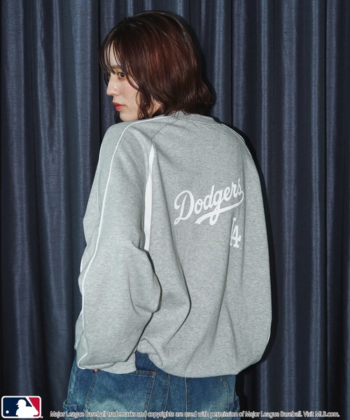 【セール】MLB/メジャーリーグベースボール 別注 MLB パイピングラグランスウェット/裏起毛【限定展開】（スウェット）｜MLB（メジャーリーグベースボール）