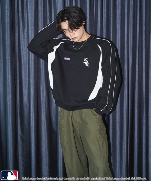 【セール】MLB/メジャーリーグベースボール 別注 MLB パイピングラグランスウェット/裏起毛【限定展開】（スウェット）｜MLB（メジャーリーグベースボール）