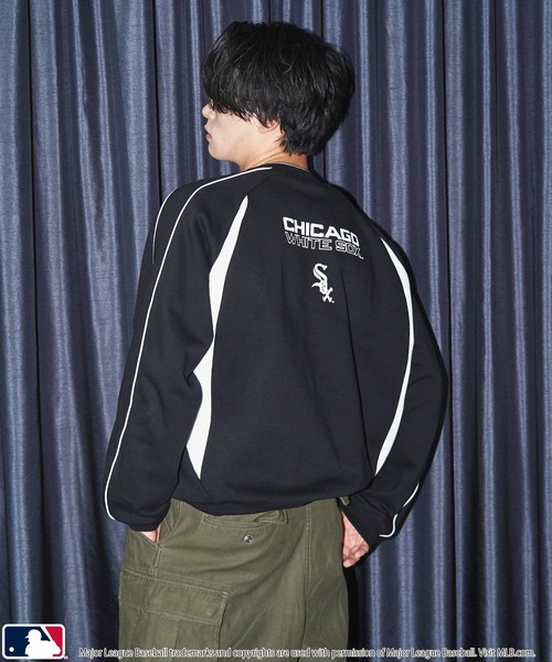 【セール】MLB/メジャーリーグベースボール 別注 MLB パイピングラグランスウェット/裏起毛【限定展開】（スウェット）｜MLB（メジャーリーグベースボール）