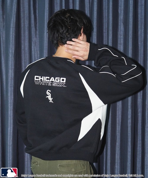 【セール】MLB/メジャーリーグベースボール 別注 MLB パイピングラグランスウェット/裏起毛【限定展開】（スウェット）｜MLB（メジャーリーグベースボール）