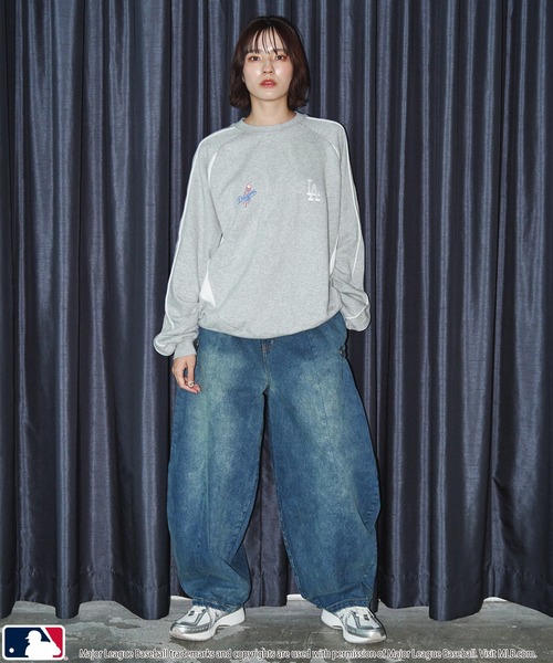 【セール】MLB/メジャーリーグベースボール 別注 MLB パイピングラグランスウェット/裏起毛【限定展開】（スウェット）｜MLB（メジャーリーグベースボール）
