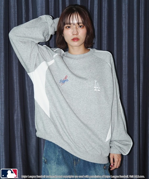 【セール】MLB/メジャーリーグベースボール 別注 MLB パイピングラグランスウェット/裏起毛【限定展開】（スウェット）｜MLB（メジャーリーグベースボール）