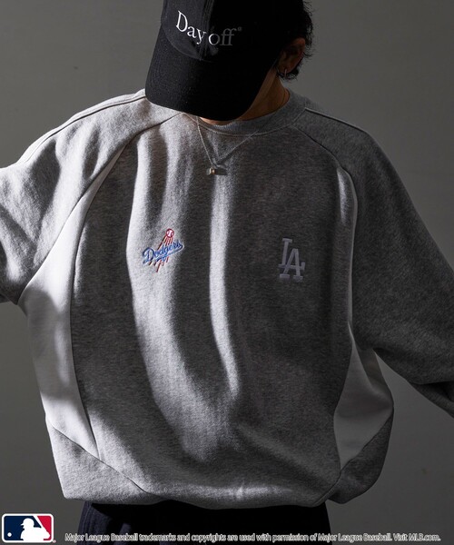 【セール】MLB/メジャーリーグベースボール 別注 MLB パイピングラグランスウェット/裏起毛【限定展開】（スウェット）｜MLB（メジャーリーグベースボール）