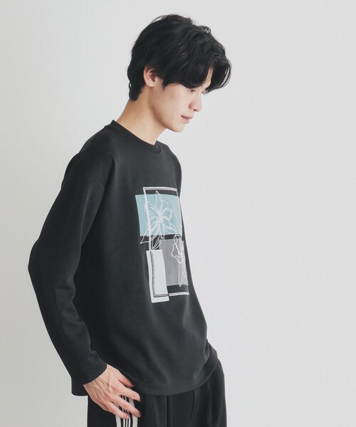 THE SHOP TK （ザ ショップ ティーケー ）の「ステッチワークグラフィック長袖Tシャツ（Tシャツ/カットソー・メンズ・ブラック/オフホワイト・03/02/01）」の3枚目の写真