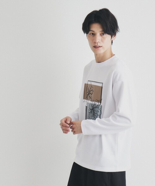 THE SHOP TK （ザ ショップ ティーケー ）の「ステッチワークグラフィック長袖Tシャツ（Tシャツ/カットソー・メンズ・ブラック/オフホワイト・03/02/01）」の7枚目の写真