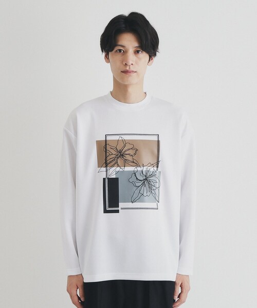 THE SHOP TK （ザ ショップ ティーケー ）の「ステッチワークグラフィック長袖Tシャツ（Tシャツ/カットソー・メンズ・ブラック/オフホワイト・03/02/01）」の11枚目の写真