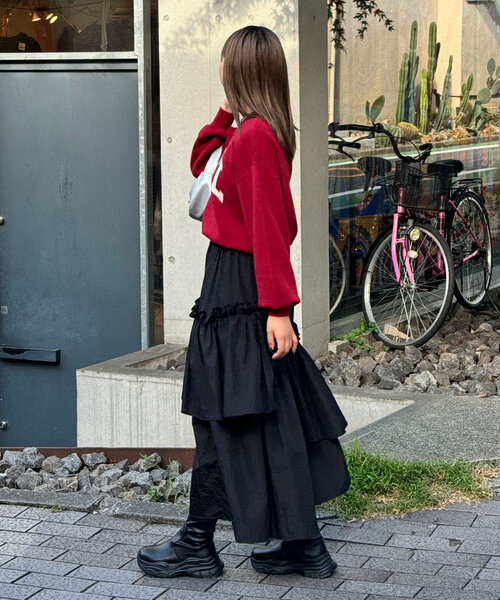 CIAOPANIC（チャオパニック）の「ナイロンランダムフリルスカート（スカート・レディース・ブラック/アイボリー/レッド・FREE）」の12枚目の写真