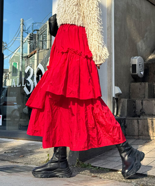 CIAOPANIC（チャオパニック）の「ナイロンランダムフリルスカート（スカート・レディース・ブラック/アイボリー/レッド・FREE）」の20枚目の写真