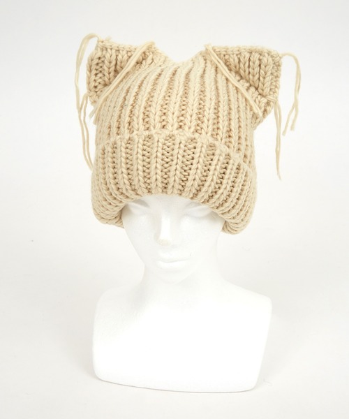 an meets zakka ネコ耳フリンジコードニット帽 / ニットキャップ