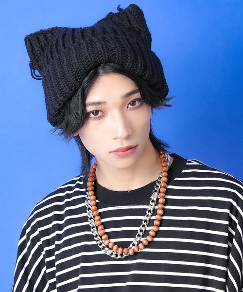 セール】an meets zakka ネコ耳フリンジコードニット帽 / ニット