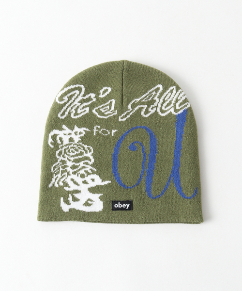 OBEY(オベイ)の「OBEY / オベイ ALL FOR YOU BEANIE(ハット・メンズ・ブラック/グリーン・FREE)」の1枚目の写真