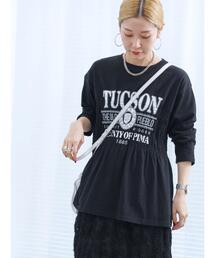 Samansa Mos2 blue | ロゴプリントシャーリングロンT(Tシャツ/カットソー)