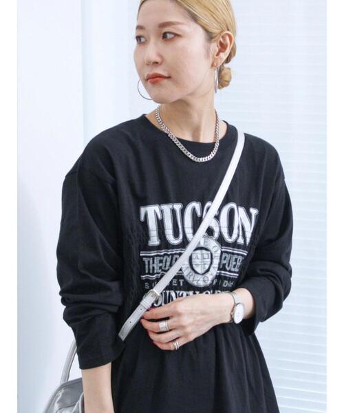 Samansa Mos2 blue(サマンサモスモスブルー)の「ロゴプリントシャーリングロンT(Tシャツ/カットソー・レディース・ブラック/ライトベージュ/ブルー・F)」の8枚目の写真