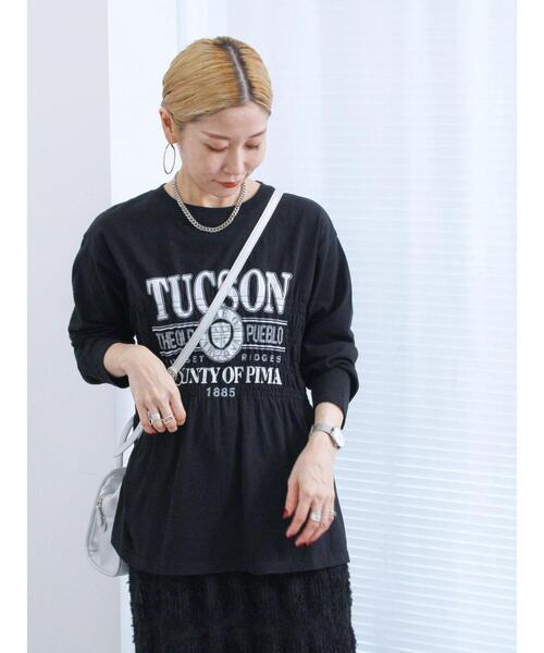 Samansa Mos2 blue(サマンサモスモスブルー)の「ロゴプリントシャーリングロンT(Tシャツ/カットソー・レディース・ブラック/ライトベージュ/ブルー・F)」の9枚目の写真