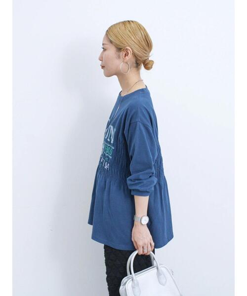 Samansa Mos2 blue(サマンサモスモスブルー)の「ロゴプリントシャーリングロンT(Tシャツ/カットソー・レディース・ブラック/ライトベージュ/ブルー・F)」の21枚目の写真