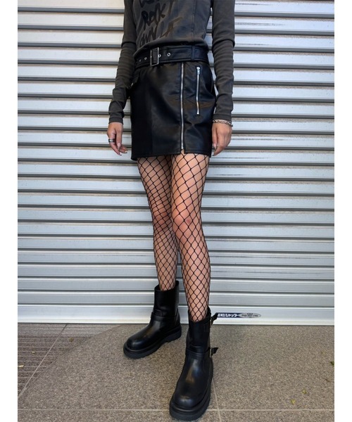 EGOIST（エゴイスト）の「ベルト付フェイクレザータイトミニスカート（スカート・レディース・ブラック・S/M）」の9枚目の写真