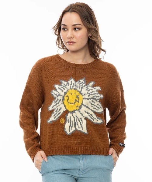 【セール】ELEMENT レディース FLOWER CHILD CREW KN セーター/エレメントフラワーモチーフクルーネックセーター（ニット/セーター）｜ELEMENT eden（エレメントエデン）