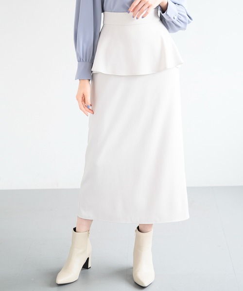 MISCH MASCH（ミッシュマッシュ）の「ペプラムタイトスカート/MM447213（スカート・レディース・ブラック/ワイン/アイボリー・M/S）」の4枚目の写真