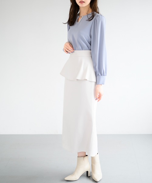 MISCH MASCH（ミッシュマッシュ）の「ペプラムタイトスカート/MM447213（スカート・レディース・ブラック/ワイン/アイボリー・M/S）」の5枚目の写真