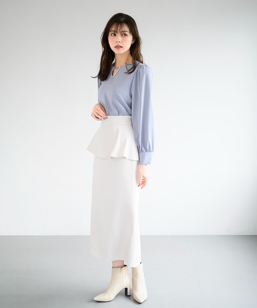 MISCH MASCH（ミッシュマッシュ）の「ペプラムタイトスカート/MM447213（スカート・レディース・ブラック/ワイン/アイボリー・M/S）」の6枚目の写真