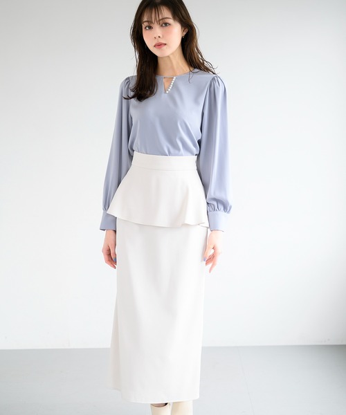 MISCH MASCH（ミッシュマッシュ）の「ペプラムタイトスカート/MM447213（スカート・レディース・ブラック/ワイン/アイボリー・M/S）」の11枚目の写真