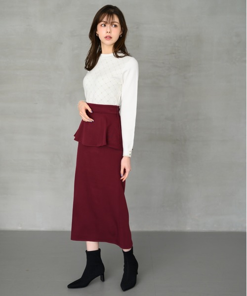 MISCH MASCH（ミッシュマッシュ）の「ペプラムタイトスカート/MM447213（スカート・レディース・ブラック/ワイン/アイボリー・M/S）」の17枚目の写真