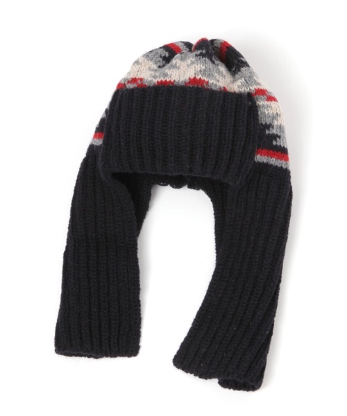 CLIPPER CASUALS（クリッパーカジュアル）の「【CLIPPER CASUALS(クリッパーカジュアル)】フライトキャップ（ニットキャップ/ビーニー・レディース・ネイビー/ベージュ・FREE）」の4枚目の写真