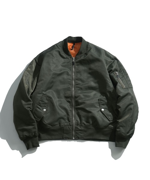 おしゃれスタ(オシャレスタ)の「Vintage-like heavy nylon twill MA-1 blouson/ヴィンテージライク ヘビーナイロンツイル MA-1 ブルゾン(MA-1・メンズ・ブラック系その他/グリーン系その他/カーキ/ブラック・M/XL/L)」の9枚目の写真