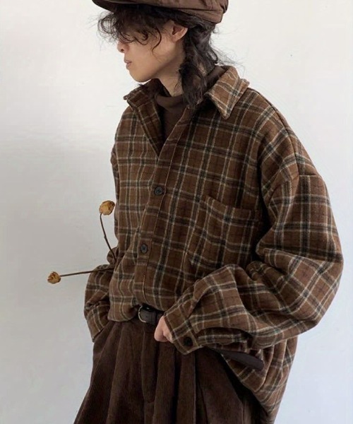 FreeZone（フリーゾーン）の「チャック柄シャツブラウス（シャツ/ブラウス・メンズ・ブラウン・F）」の4枚目の写真