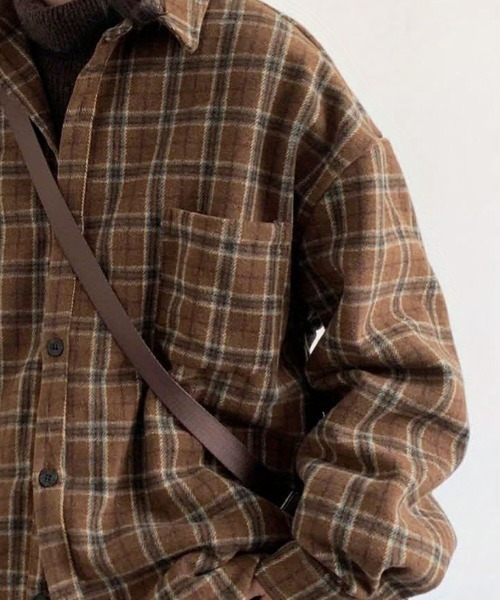 FreeZone（フリーゾーン）の「チャック柄シャツブラウス（シャツ/ブラウス・メンズ・ブラウン・F）」の5枚目の写真