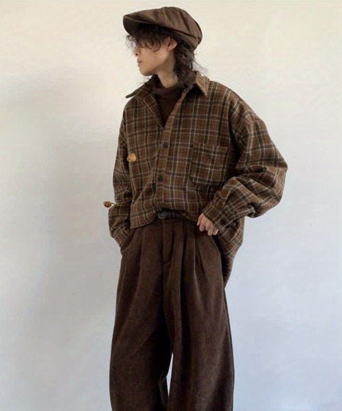 FreeZone（フリーゾーン）の「チャック柄シャツブラウス（シャツ/ブラウス・メンズ・ブラウン・F）」の3枚目の写真