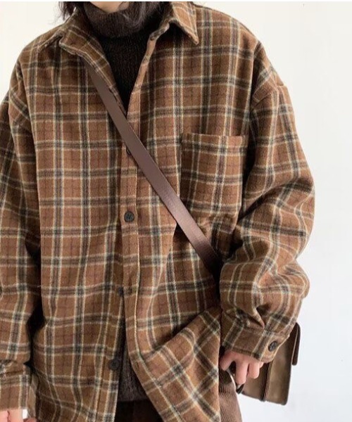 FreeZone（フリーゾーン）の「チャック柄シャツブラウス（シャツ/ブラウス・メンズ・ブラウン・F）」の13枚目の写真