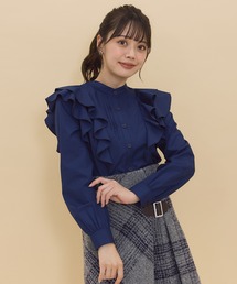 ショルダーフリルスタンドシャツ