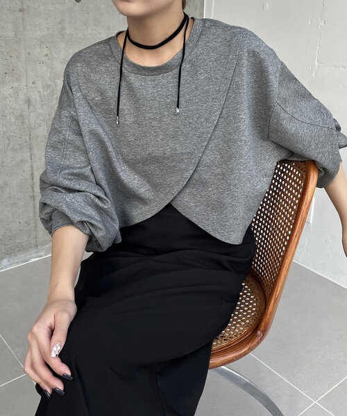 【セール】ボンディングカシュクールプルオーバー（Tシャツ/カットソー）｜CAPRICIEUX LE'MAGE（カプリシューレマージュ）