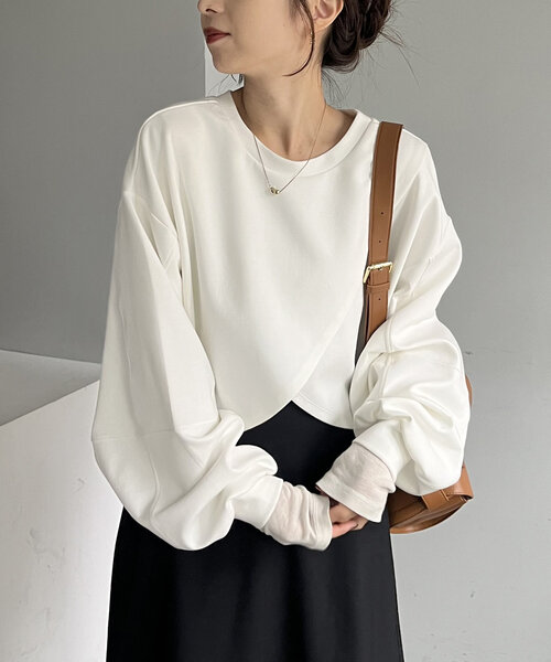 【セール】ボンディングカシュクールプルオーバー（Tシャツ/カットソー）｜CAPRICIEUX LE'MAGE（カプリシューレマージュ）